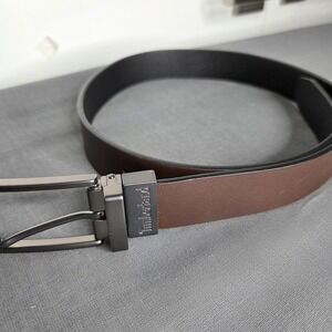 Timberland Men's Reversible Buffalo Leather Belt Gunmetal Size 26-28